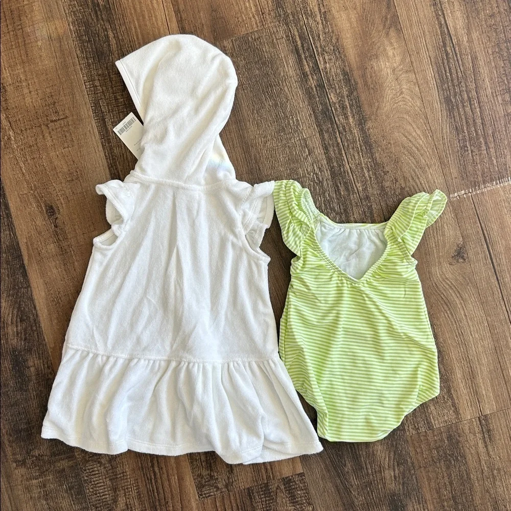 Baby girl 6-12 months Bee swimsuit & coverup bundle